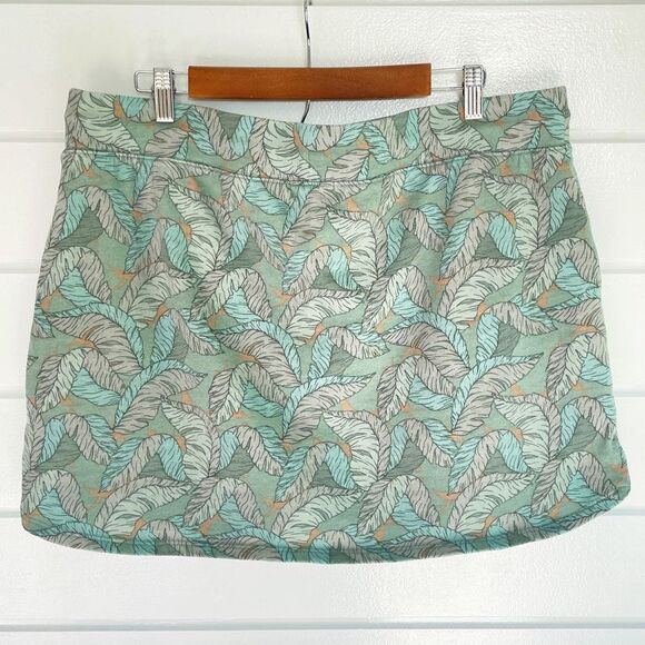Nine West Women's Green Tropical Leaf Print Drawstring Mini Skirt Size XXL NWOT - Picture 3 of 8